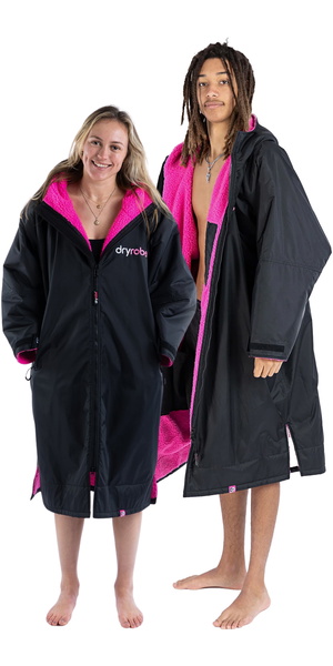 2026 Dryrobe Advance Long Sleeve Changing Robe DALSV3 - Black / Pink